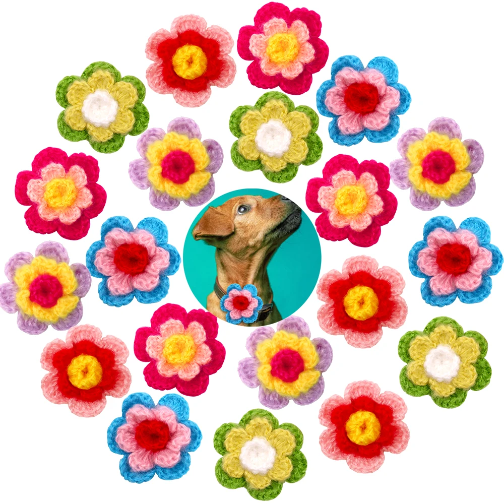 

Шерстяные банты для собак, милый ошейник в форме цветка для домашних животных, подвески, многоразовый ошейник для кошек и собак с бантиками, ...