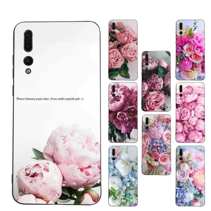 

Elegant Pink Purple Peony Flower On the Vase Phone Case Soft Silicone Case For Huawei p 30lite p30 20pro p40lite P30 Capa