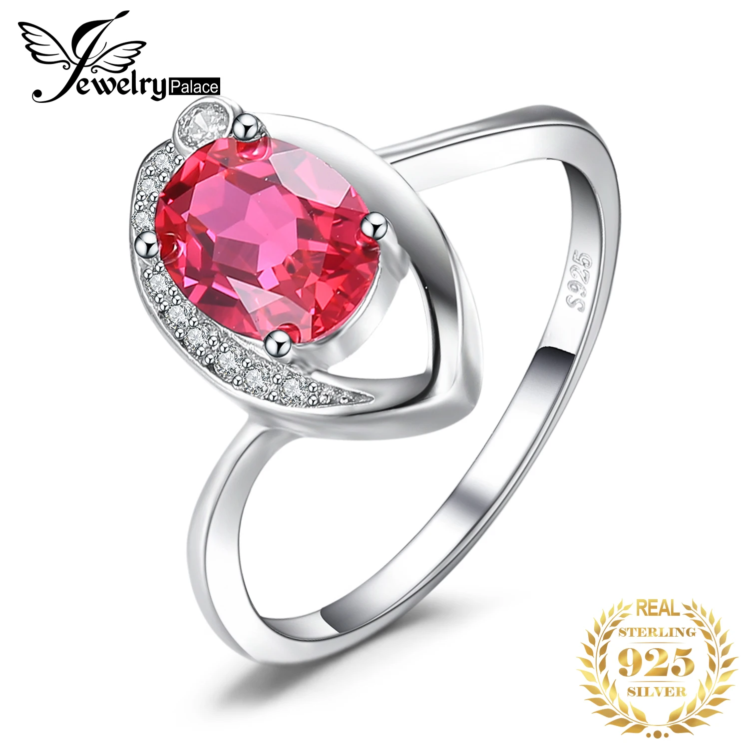 

JewelryPalace Eye 1.4ct Red Created Ruby 925 Sterling Silver Ring for Women Fashion Statement Gemstone Jewelry Anniversary Gift