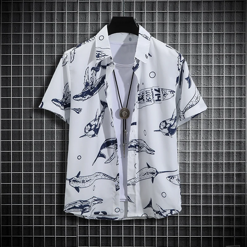 

【14 colors】Men's Tropical Sort Sleeve Printed Sirt Unisex Casual Tops