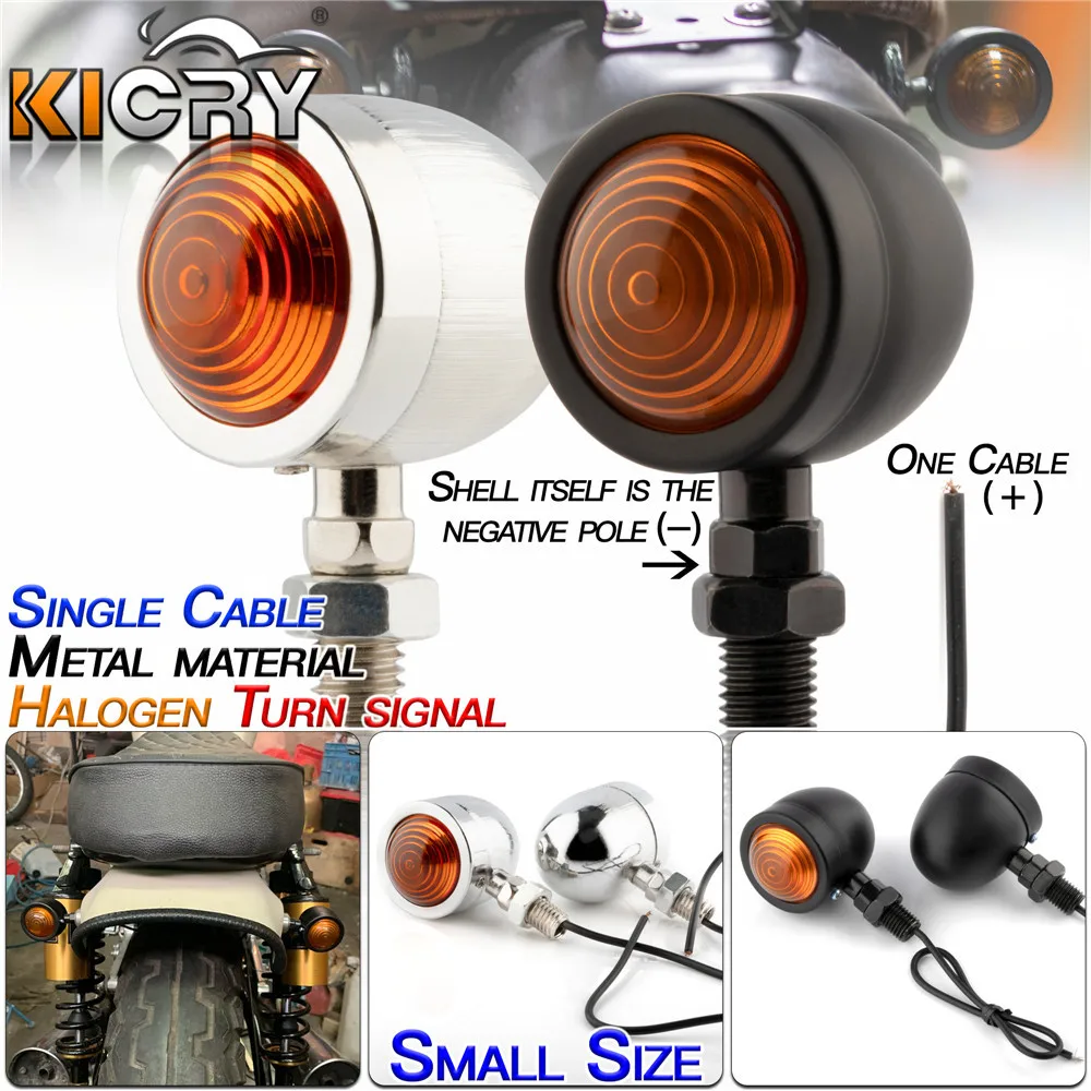 2pcs 10mm Motorcycle Mini Retro Flashing LED Moto Turn Signal Light 12V Lamp Universal Cafe Racer Accessories Parts Motocross