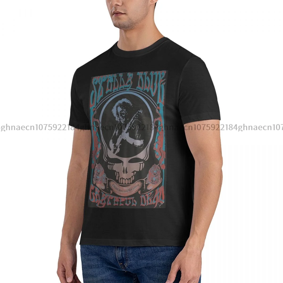 

Футболка Stella Blue Grateful Dead Montego Bay с мультяшным принтом для мужчин и женщин, Модная хлопковая уличная одежда оверсайз с коротким рукавом