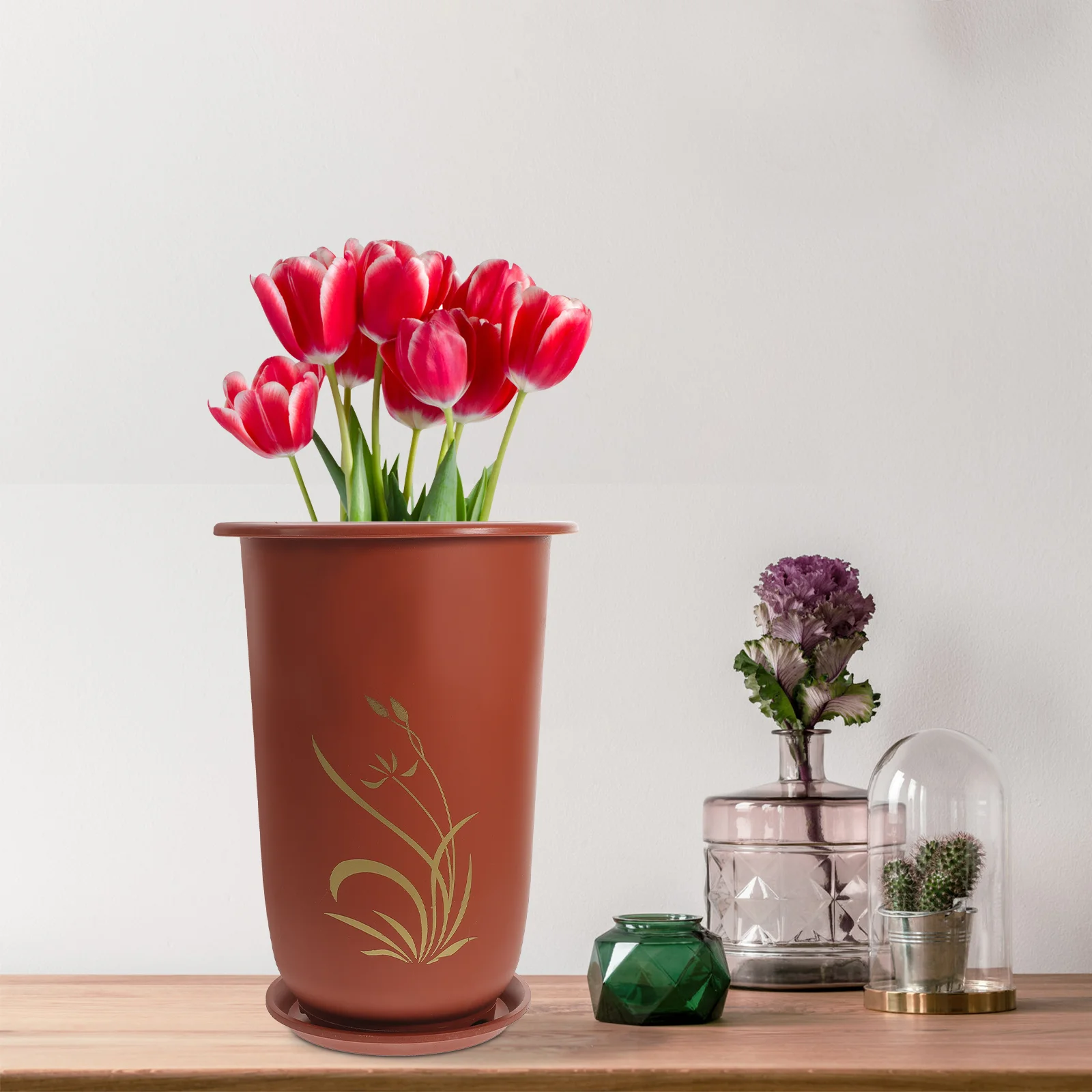 

2 Pcs Pot Flowerpot Vase Indoor Container Resin Orchid Planting Pots