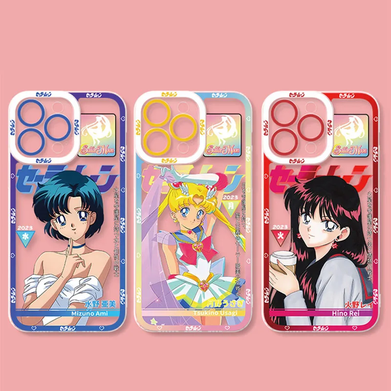 Lovely Sailors Moons Phone Case for iPhone 14 Pro Max 13 12 Mini 11 Pro XR XS X 8 7 6 6S Plus SE 2020 Soft Silicone Back Cover
