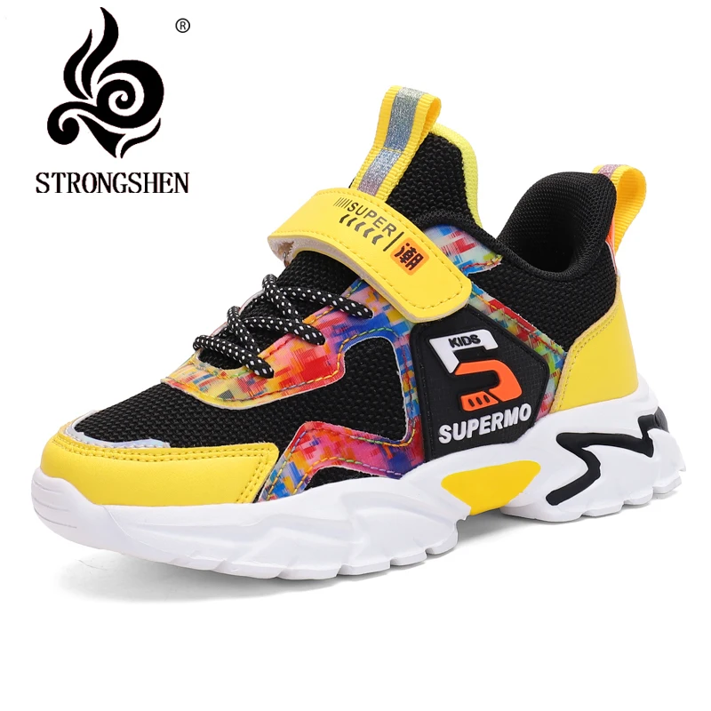 

Children's Shoes STRONGSHEN Summer Casual Sneakers Running Mesh Upper Breathable Non-Slip Cushioning Sole Fashion Boys Sneakers