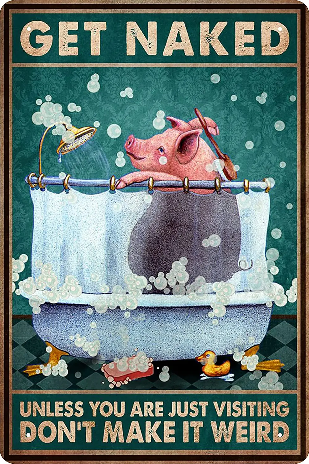 

Funny Pig Decor Tin Sign Bathroom Decor Bathtub Decor Pig Accessories Farm Decor Pig Signs Vintage Wall Art Poster Retro Poster