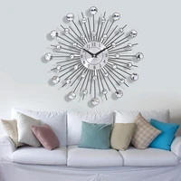 33 cm european style fashion creative wall clock crystal silver iron wall clock personality art decoration living room bedroom