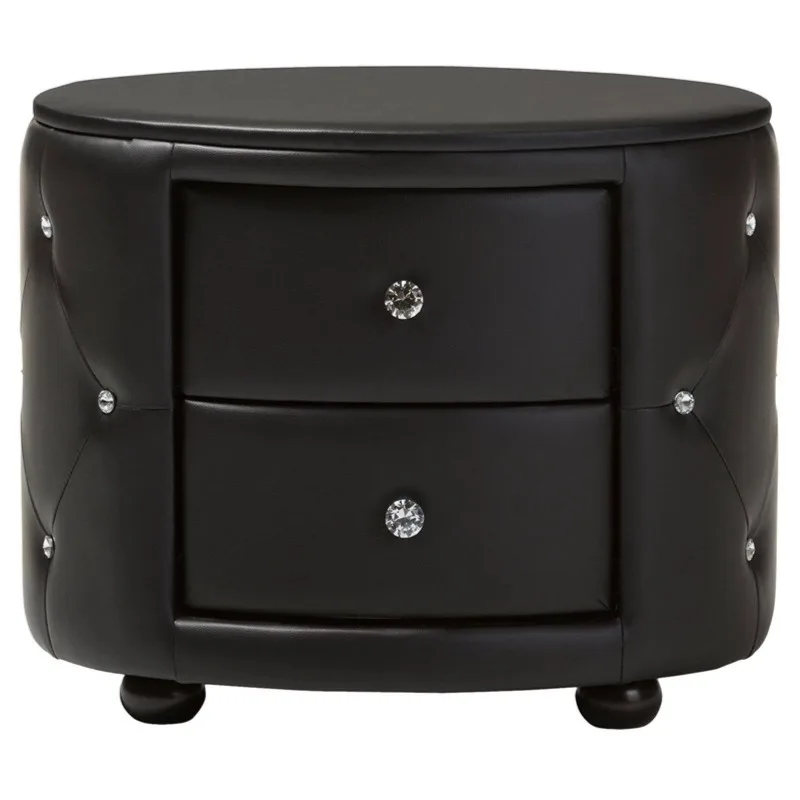 

Baxton Studio Davina 2 Drawer Faux Leather Glam Nightstand