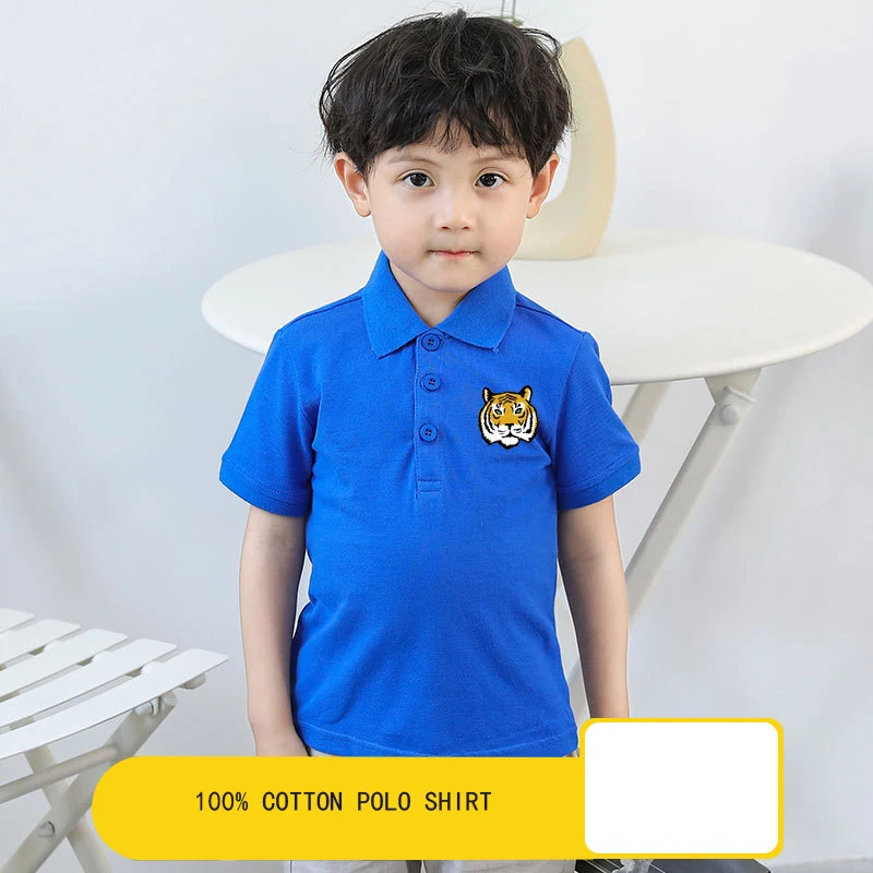 

2022 Summer Baby Boys Polo Shirts Short Sleeve Animal Tiger Print Clothes for Girls Cotton Breathable Kids Tops Outwear 2-10Year