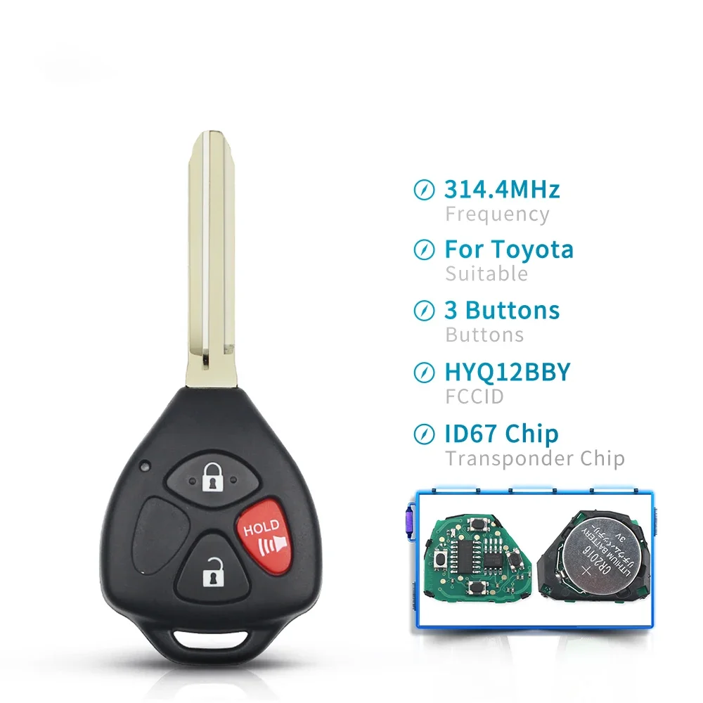 

KEYYOU HyQ12BBY 314,4 МГц ID67 дистанционный Автомобильный ключ для Toyota Camry, Avalon, Corolla Matrix RAV4 Yaris Venza tC/xA/xB/xC 3/4 кнопок