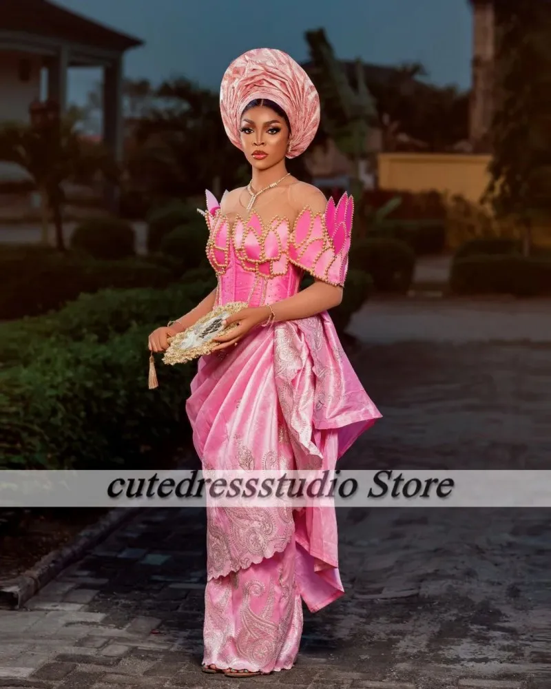 Нигерийские свадебные платья женские роскошные вечерние Scopp с бисером Aso Ebi