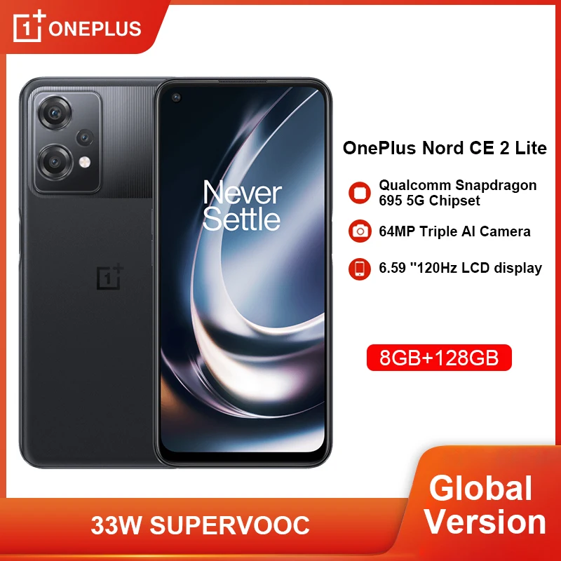 

OnePlus Nord CE 2 Lite Mobile Phone Snapdragon 695 5G Smartphone 8GB 128GB 33W Charge 120Hz display Android NFC Cellphone