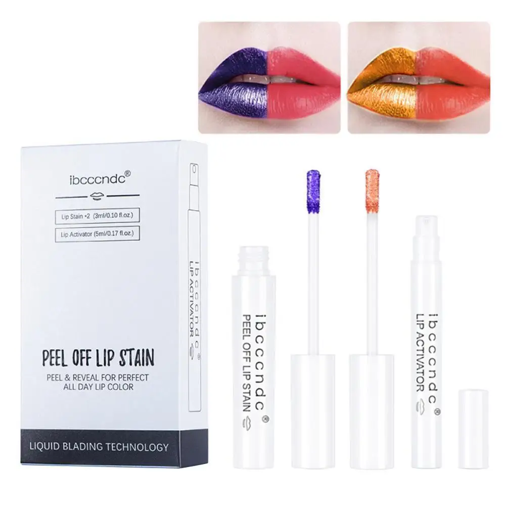 

Набор для удаления пятен на губах, татуировка для губ, стойкий водостойкий набор для отрывания оттенка губ, жидкая помада, блеск, 2 цвета, бле...