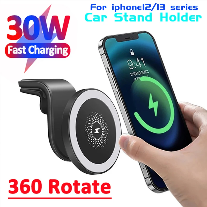 

30W Wireless Charger Car Mount For Safe iPhone 12 Pro MAX 12 13mini Magnetic Auto Charger Fast Charging in Car Stand Holder