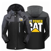 winter fashion cat caterpillar tractor mens clothing fleece waterproof fishing jackets thicken zipper warm high quality outwear