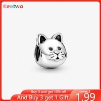 silver kitty cat charm beads fit original charms bracelets silver color berloque beads for jewelry making