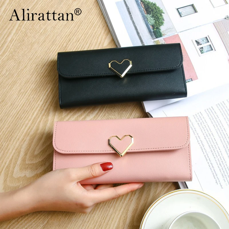 

Alirattan Women Long Wallets Purses Luxury Love Heart Wallets For Ladies Girl Money Pocket Card Holder Female Wallets Clutch Bag