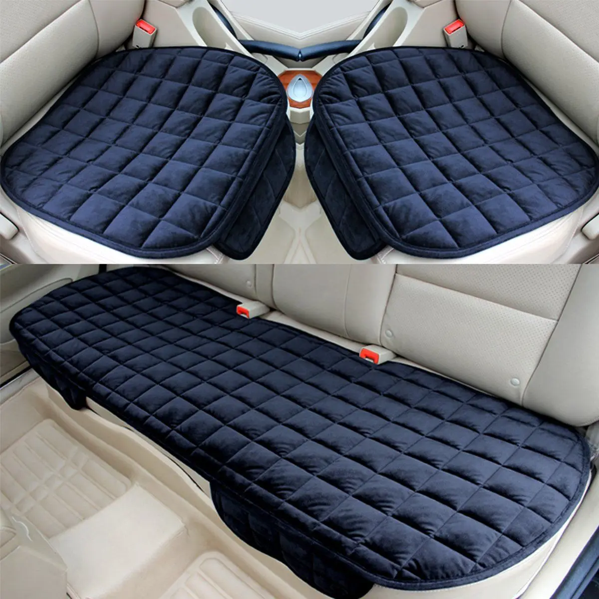 

Car Rear Seat Cushion Cover Warm Black Car Front Seat Cushion Anti-Slip Rear Back Chair Seat Pad For Vehicle Auto Protector