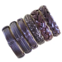 wholesale 6pcsset handmade bracelets men multilayer leather braid bracelets charms hand bracelet homme mens christmas gifts
