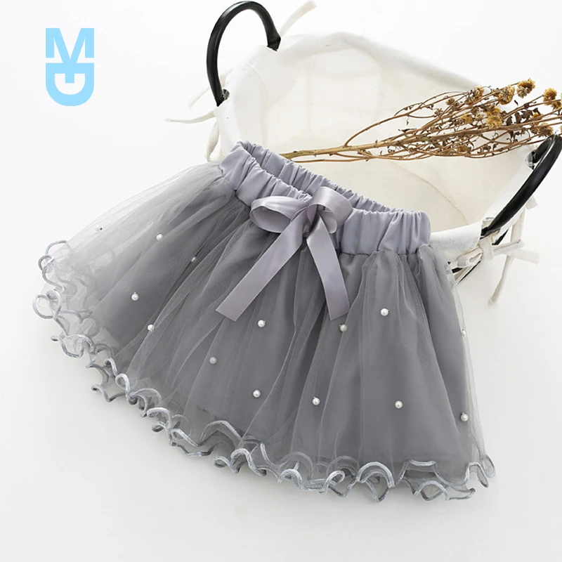 

New 1-6T Girls Baby Ballet tutu Skirts Pink Gray Short Cake Skirt Wavy Infant Pearl children Princess tule rok Baby Skirts meisj