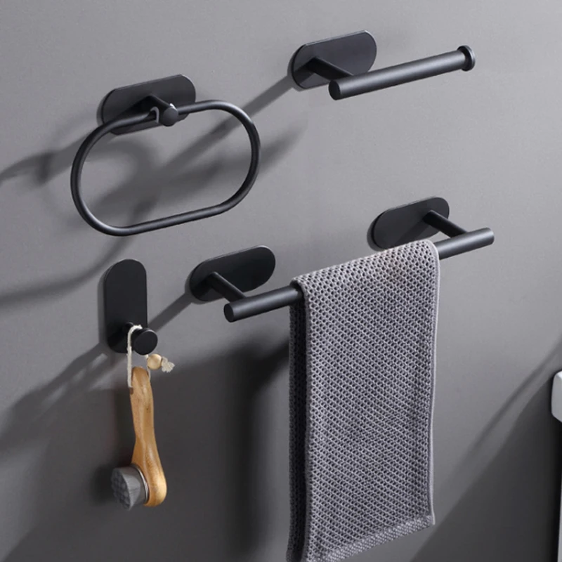 

Stainless Steel Towel Bars Wall-mounted Bathroom Accessories Hardware Set Towel Rails Bar Rack Shelf Tissue Paper Holder Hook