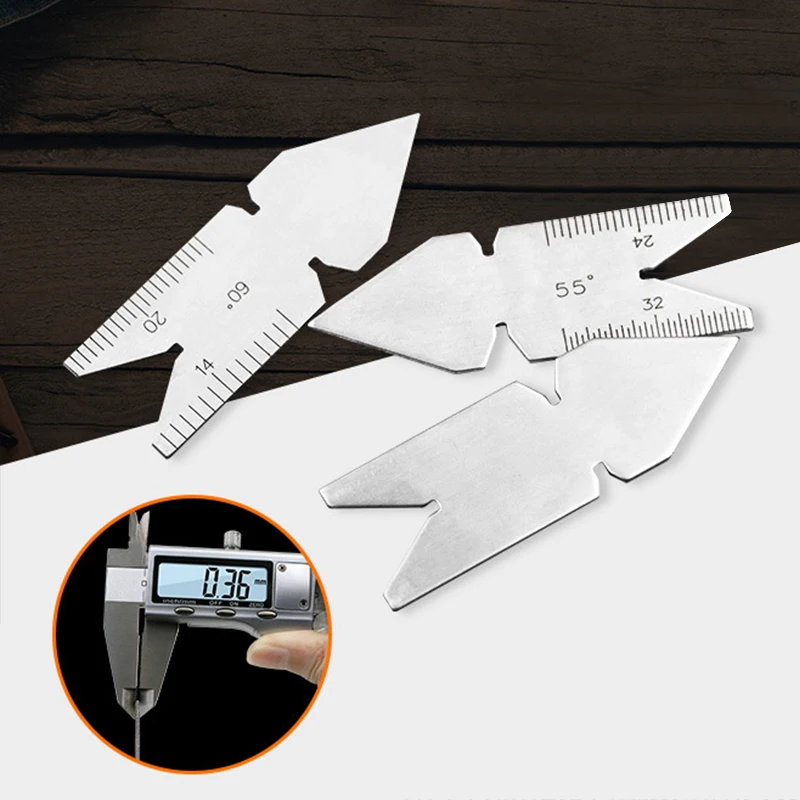 

3Pcs Stainless Steel Lathe Tool Center Gauges Measure Thread Detecting Steel Ruler 55&60 Angle degrees Template