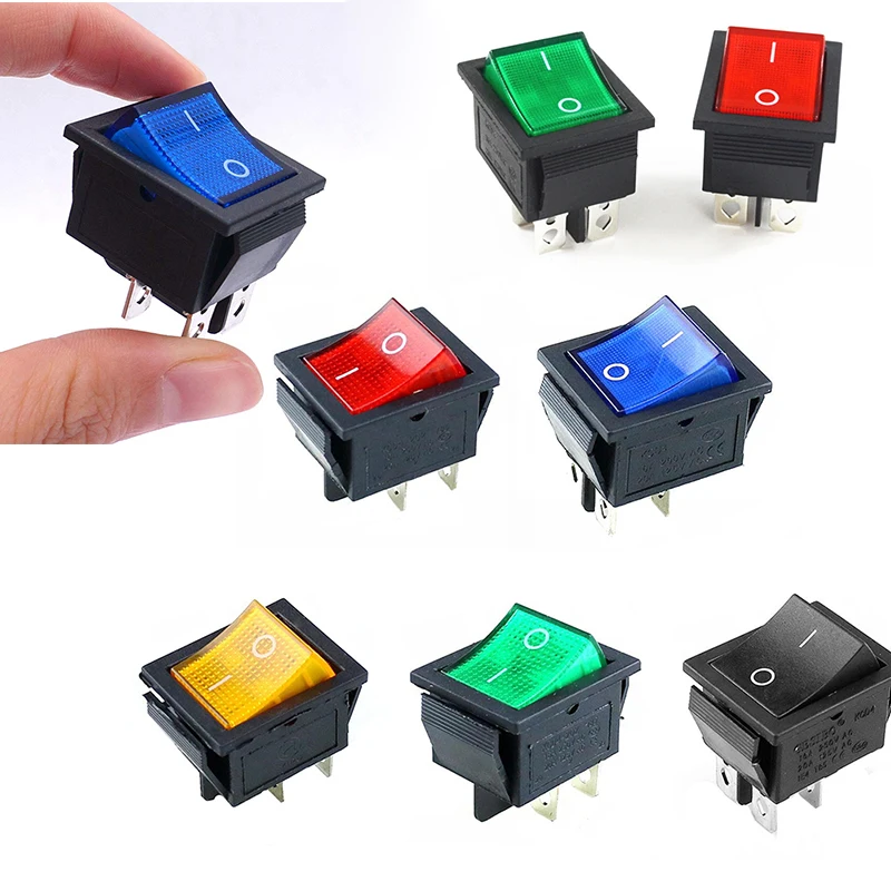 

Latching Rocker Switch Power Switch I/O 4 Pins with Light 16A 250VAC 20A 125VAC KCD4 Electrical equipment With Light Switch