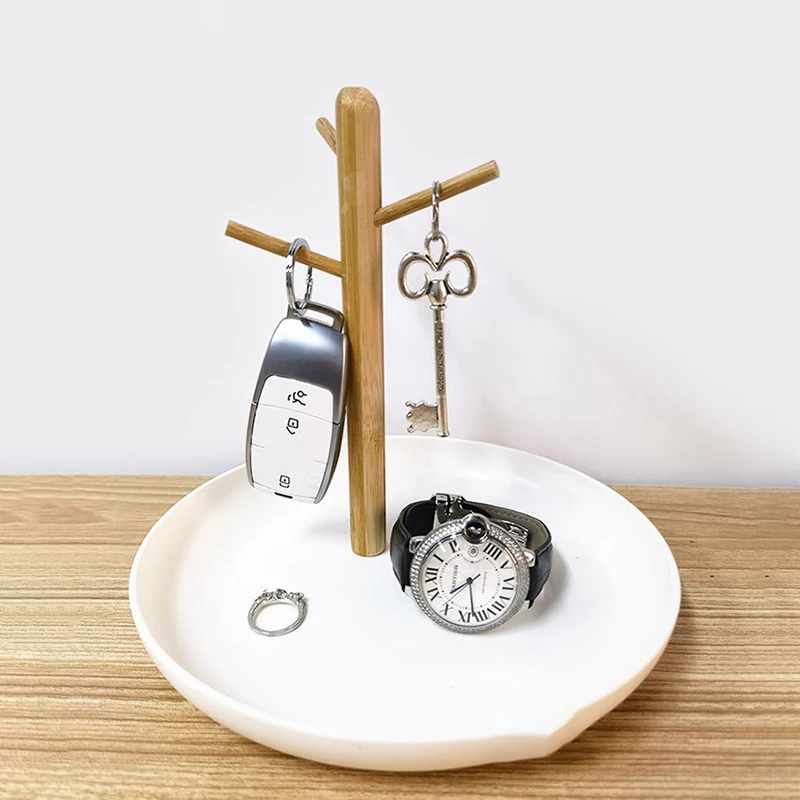 Вешалка для ключей поднос в скандинавском стиле с бамбуковыми ветвями дерева