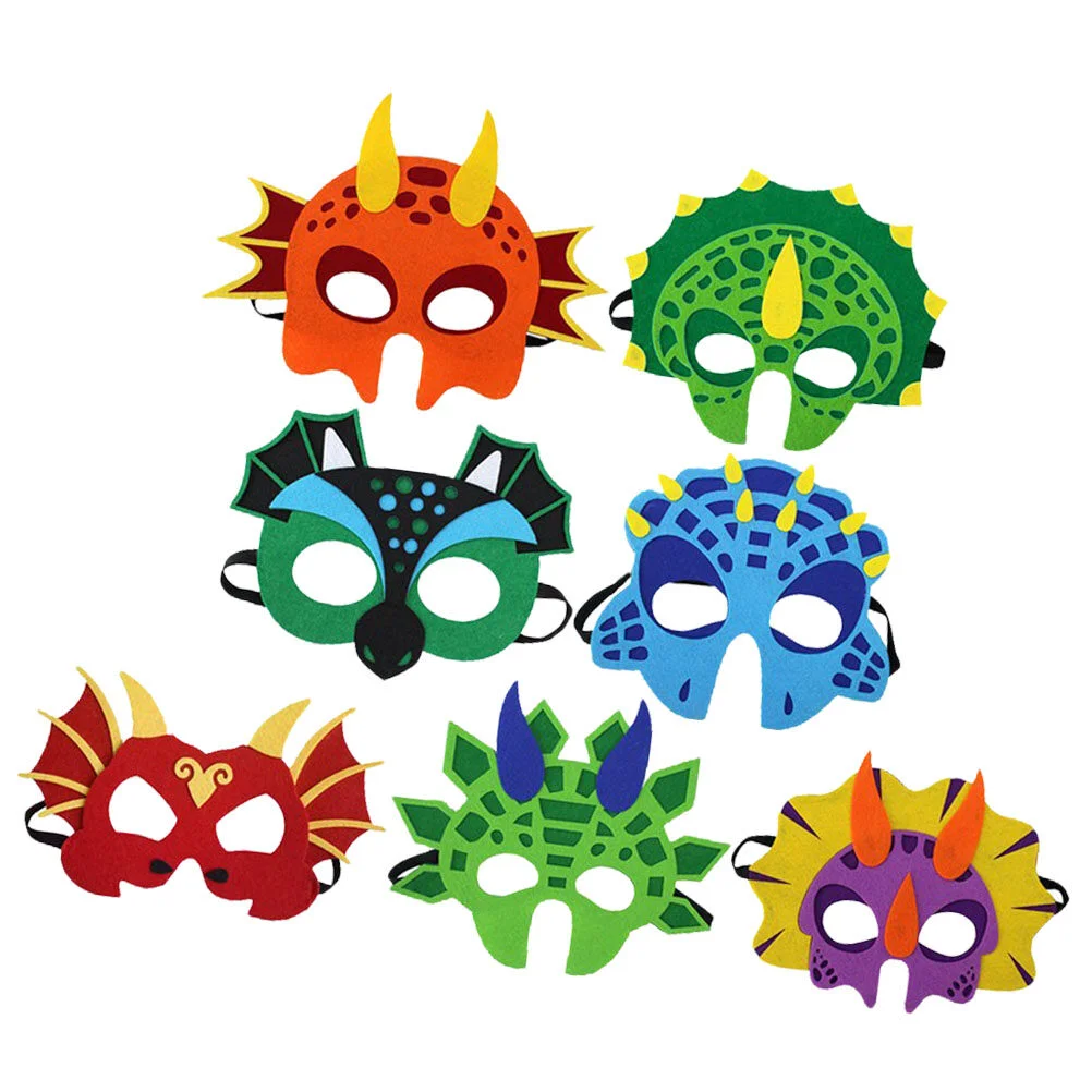 

7 Pcs Eye Patch Kids Party Supplies Birthday Dinosaur Masks Prop Decorations Animal Ornament Paper Decors Child