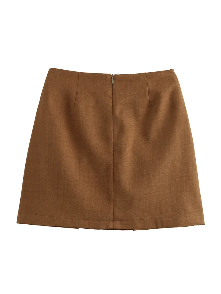 Осень/зима 2024 новая женская двубортная юбка плиссированная трапециевидной формы