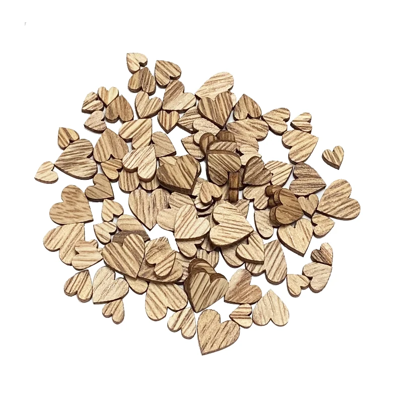 

100pcs Mini Star Heart Wooden Piece Wood Desktop Ornament Wedding Birthday Party Decoration Scrapbook Handicraft Materials