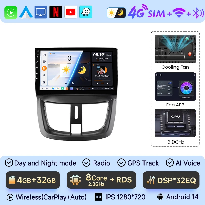 

JIUYIN TS18 Pro 6G + 256G для Peugeot 207 207CC 2006 - 2015 Автомагнитола видеопроигрыватели CarPlay Android Авто GPS No 2 din 2