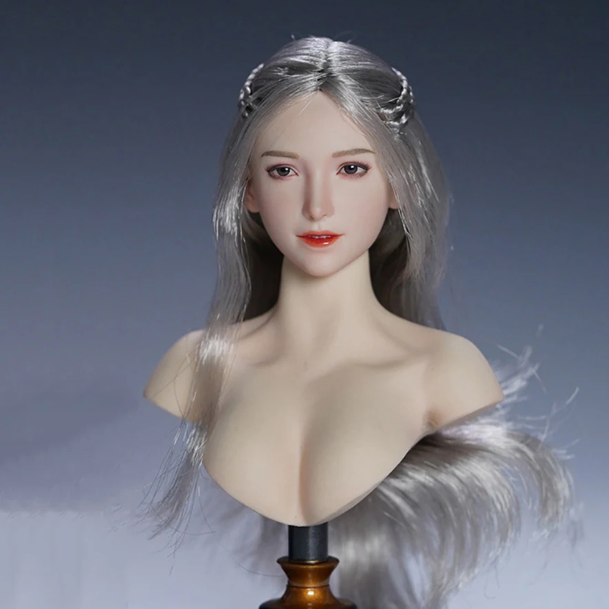 

1/6 Scale Asian Pale Skin Female Girl Beautiful Head Sculpt Carved Model for 12 inches TBLeague Action Figure Body Dolls