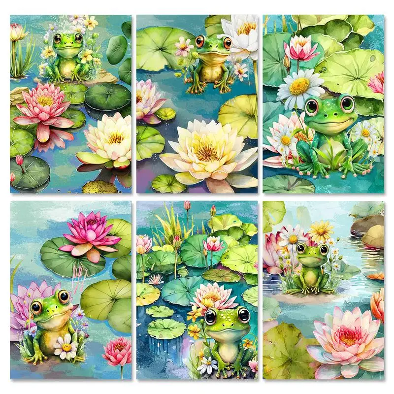 

GATYZTORY Paint By Numbers Kits Lotus And Frog Diy Painting By Number Kit For Adults Handpainted Picture Home Wall Decor 40x50cm