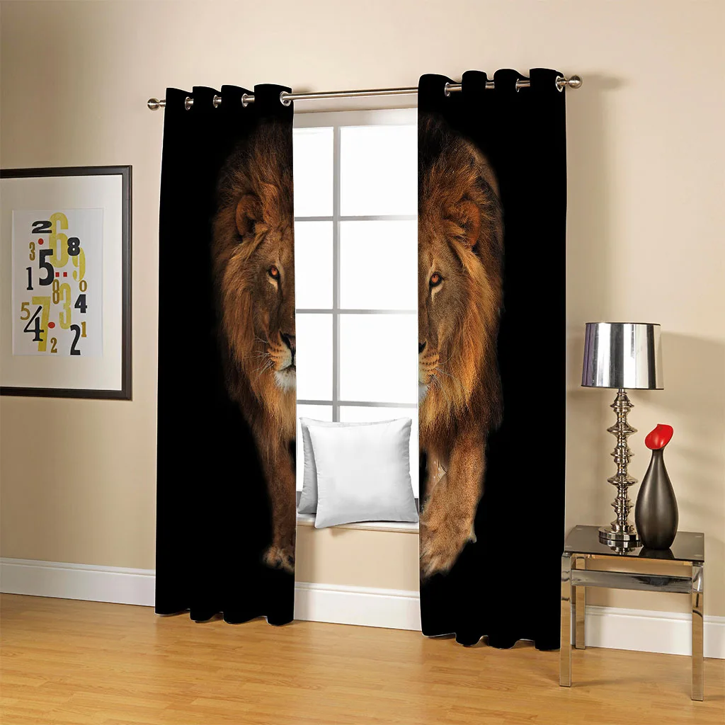 Индивидуальные шторы для окна животное лев 3D современные тонкие оконные из 2