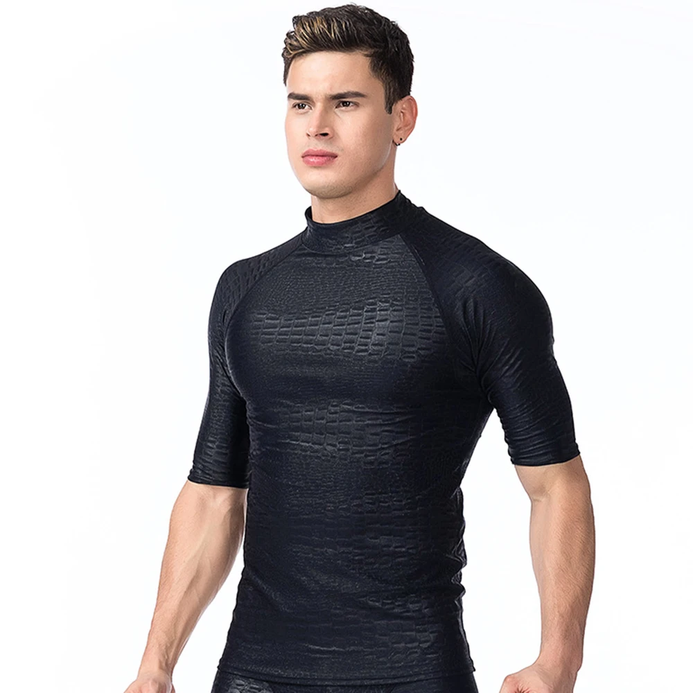New Men's Fashion Split Short Sleeve Sunscreen Swimming Surf Top Water Sports Beach Swimming Snorkeling Surf Quick Dry Top 2022