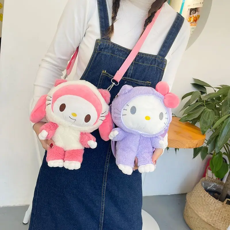 2023 New Sanrio CrossbodyBag Japanese Hellokitty Backpack for Teenage Girls ShoulderBag Purses Plush Bolsos Para Mujer Mochilas