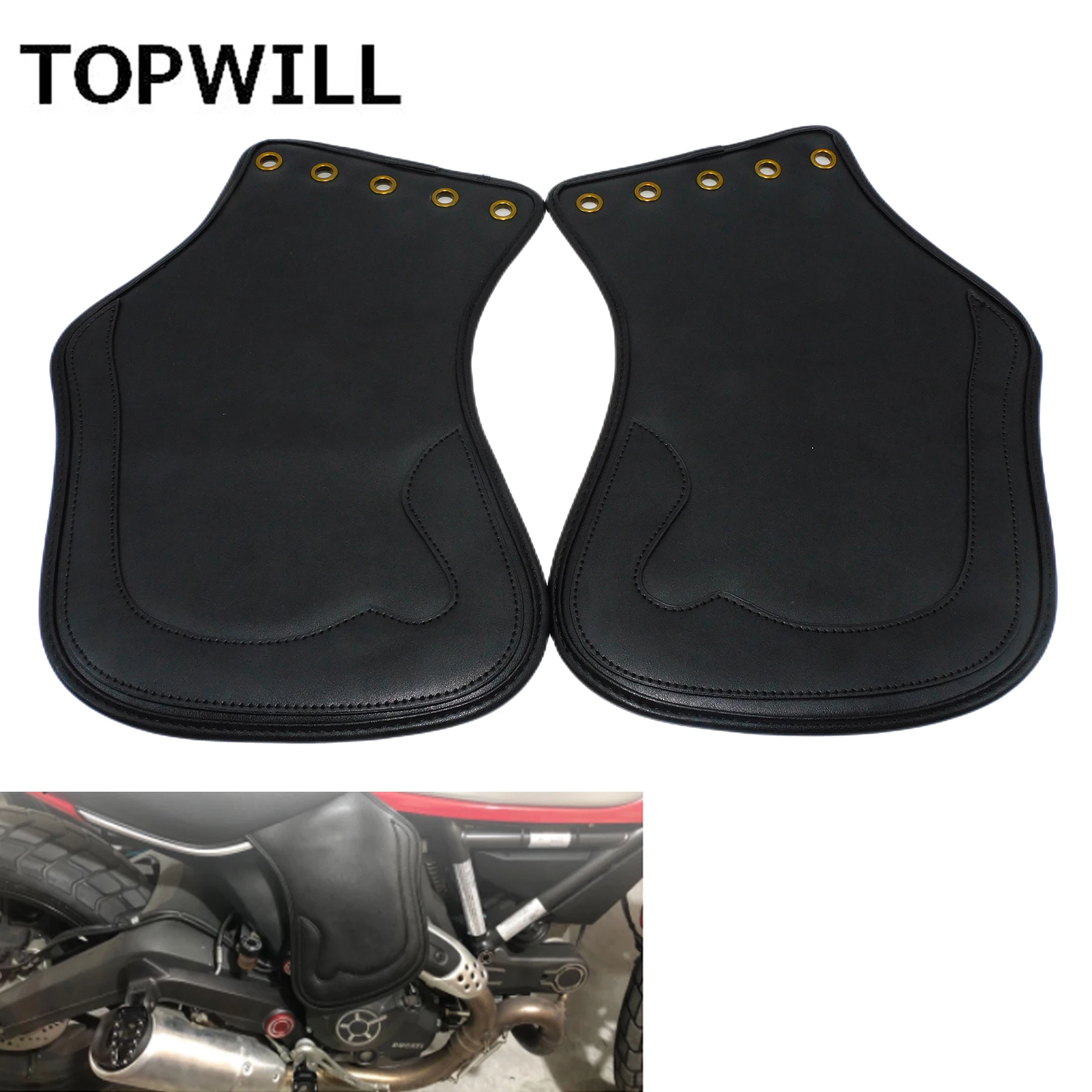 

Universal Motorcycle PU Leather Heat Saddle Shield Deflectors For Harley Touring Street Road Glide Dyna Fatboy Softail Sportster