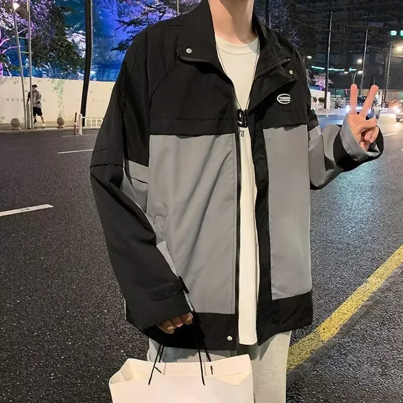 Модная мужская куртка в гонконгском стиле свободная посадка винтажный