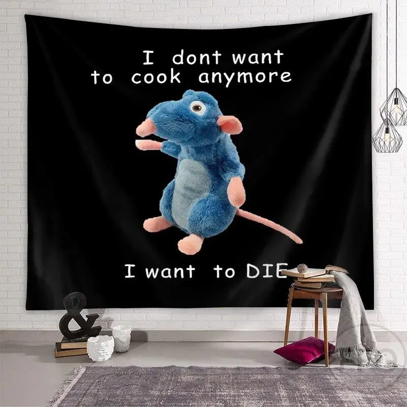 

Funny I Dont Want To Cook Anymore I Want To Die Tapestry Wall Hanging Aesthetic Room Decor Anime Tapestry Bedroom Decoration