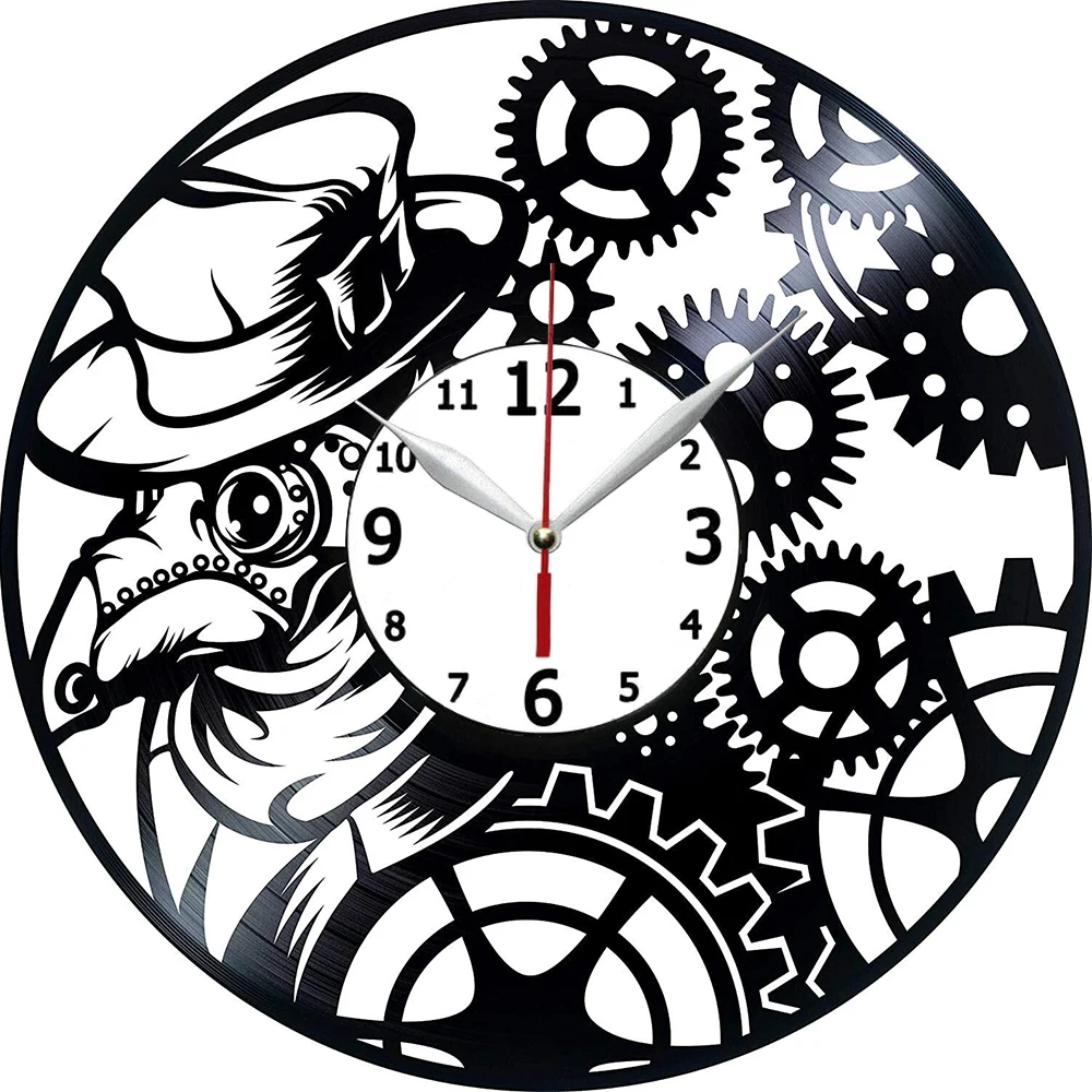 

Настенные часы с виниловой пластиной в стиле стимпанк, диаметр 12 дюймов, Сделано в Европе, точный бесшумный кварцевый механизм, лучший подарок для фанатов, стильный ST