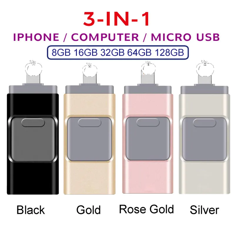 Usb флэш-накопитель для iPhone 14 13 12 6/6s/6plus/7/7plus/8/X Usb/Otg/Lightning 4 в 1 iOS внешние устройства