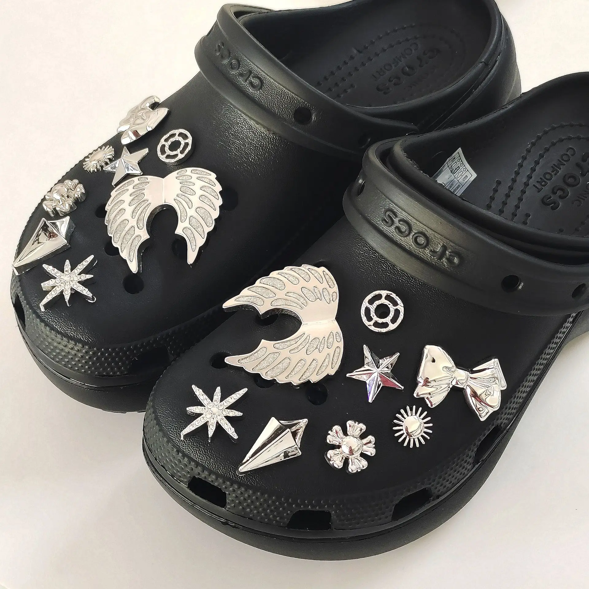 16 шт./лот подвески для обуви крылья звезда снежинка бант аксессуары сабо