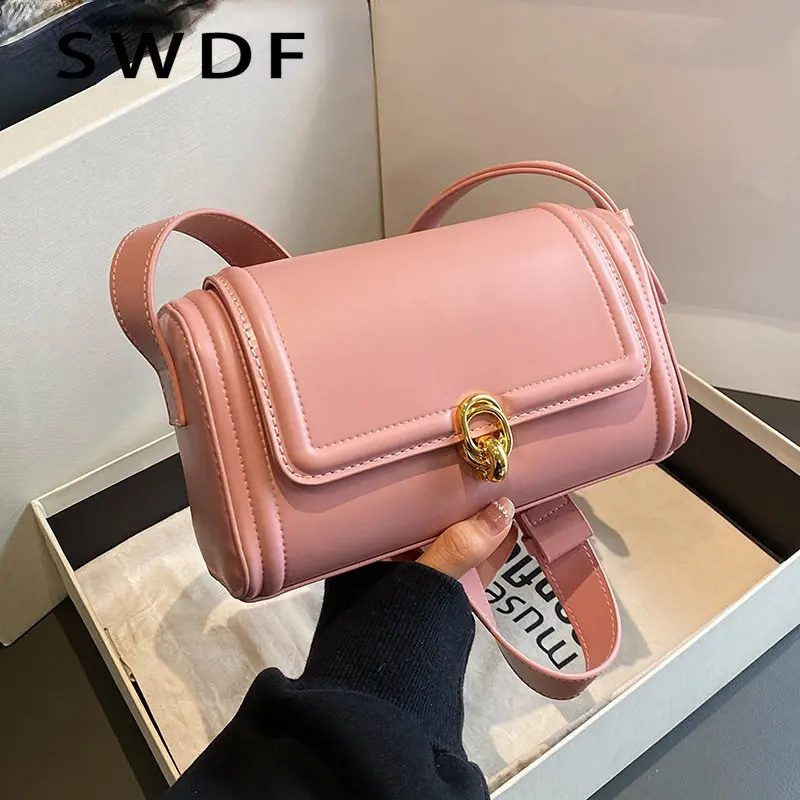 

SWDF New Bag Crossbody Bags for Women 2023 Spring Designer Fashion Trend Small Leather Simple Solid Color Handbags and Purses