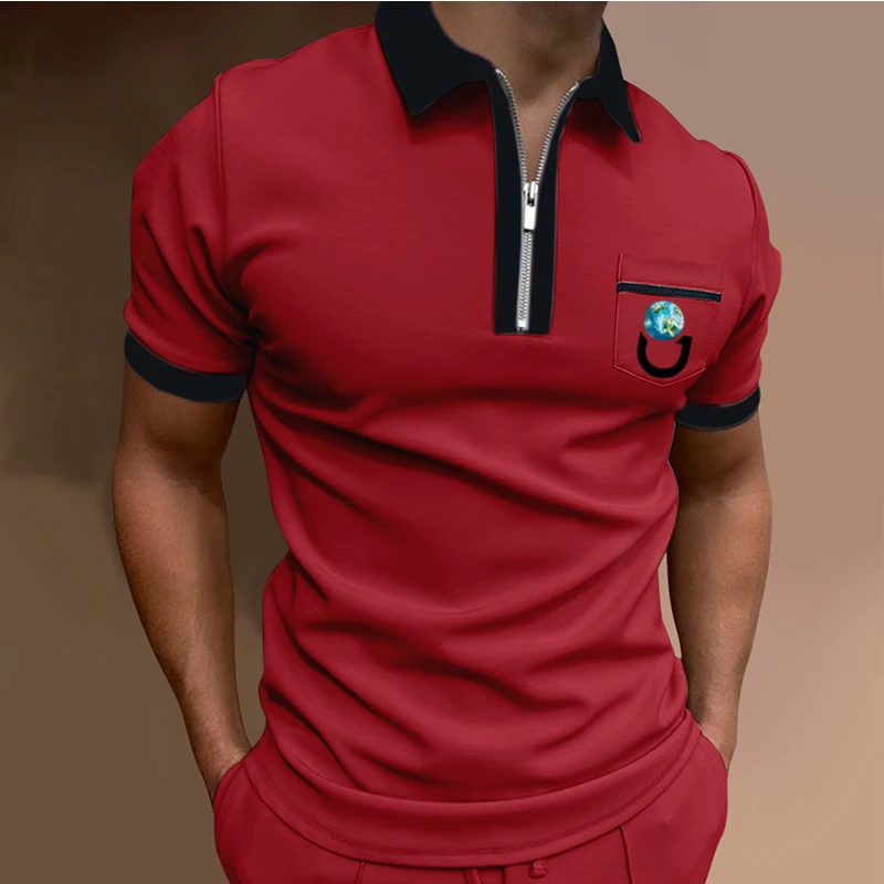

Men's Polo business clothing luxury men's T-shirt brand polo men's polo shirt short sleeve plaid lapel T-shirt spring and summer