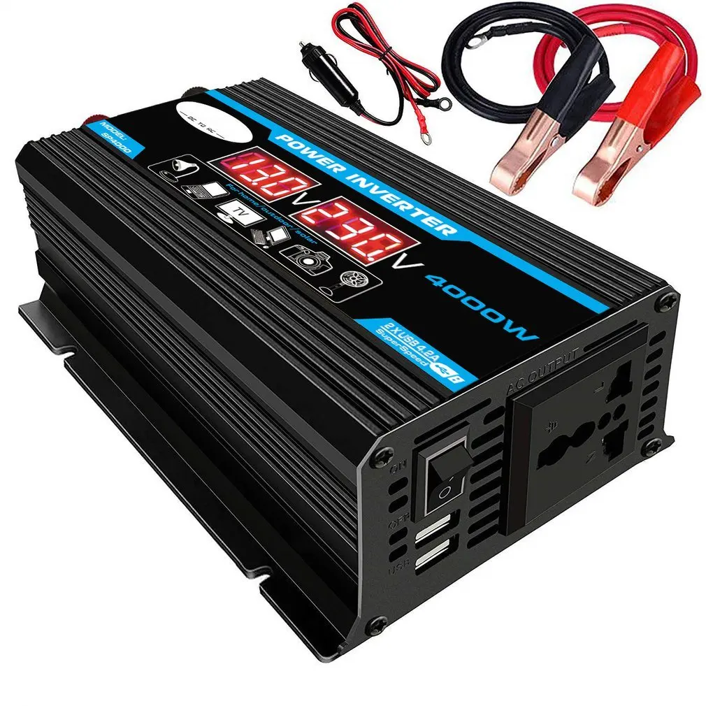 

New 4000W 12V 220V/110V LED Ac Car Power Inverter Converter Charger Adapter inversor Dual USB Transformer Modified Sine Wave