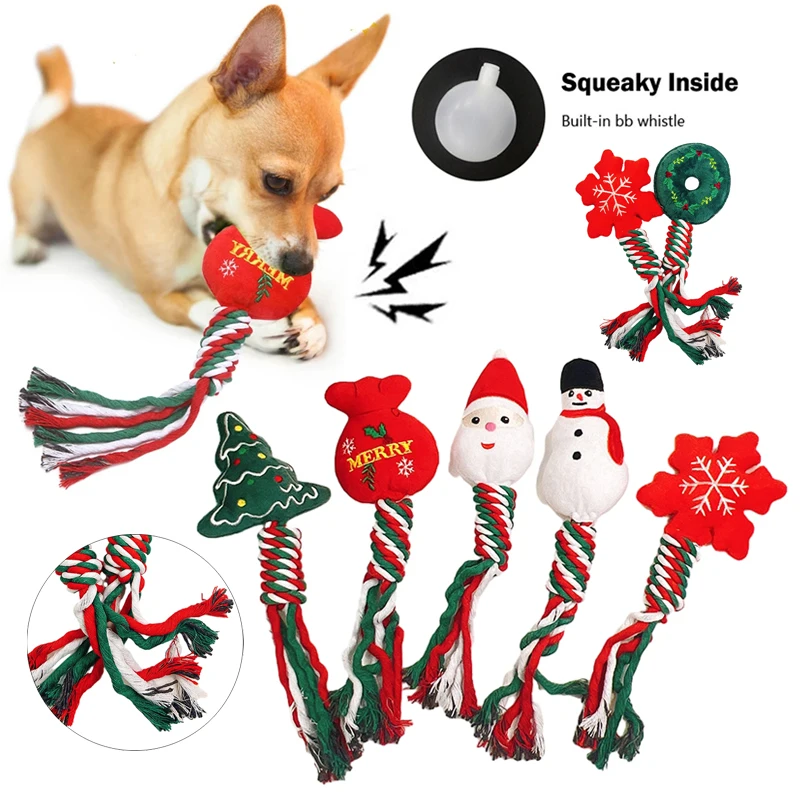 Cotton Ropes Knot Molar Bite Toy Funny Cute Puppies Interactive Toy Xmas Gift