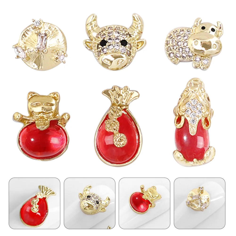 

6 шт., женские наклейки для ногтей в виде кошек