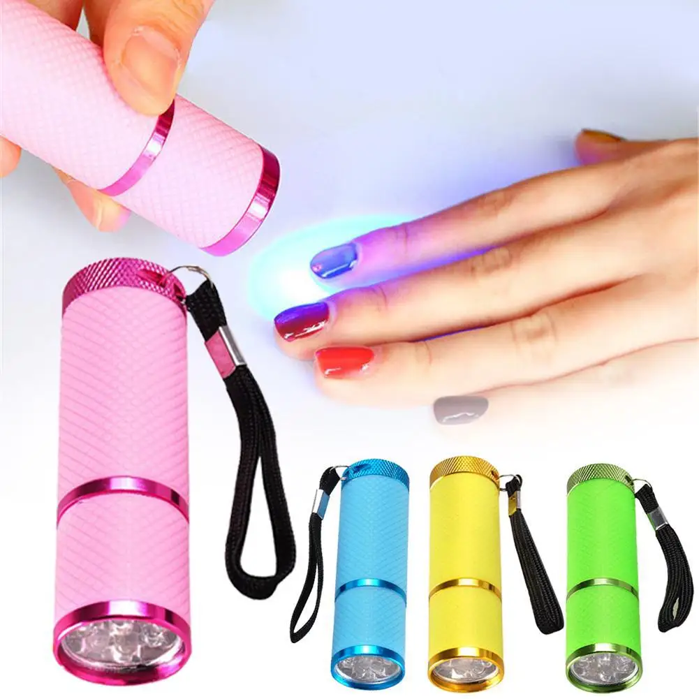 

9-LED Portable Mini Phototherapy Machine UV Ultraviolet Lamp Flashlight Quick Nail Dryer for for UV/LED/Builder/Hard Gels
