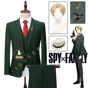 Anime Spy x Family Loid Forger Cosplay Costumes Twilight Green Suit Brooch Wig Hat Pants Vest Gloves